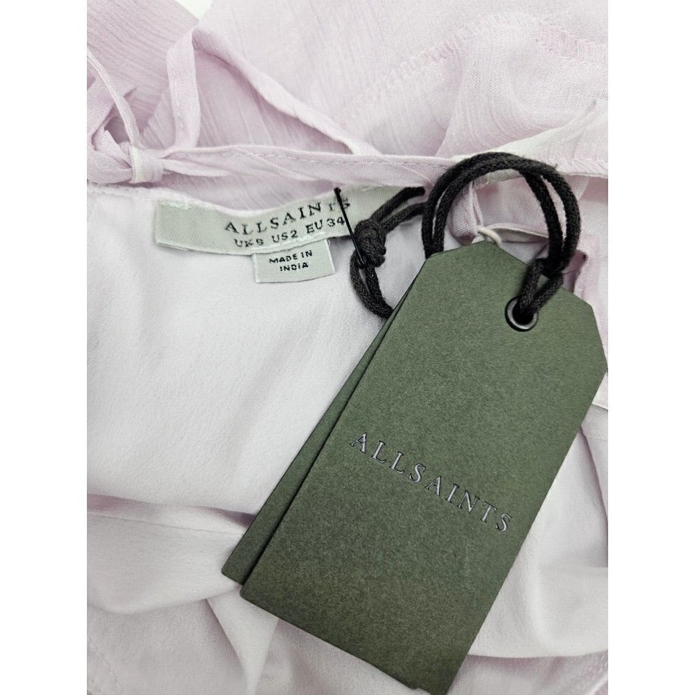 New Allsaints Ally Futurae Tank Top Womens 2 Lilac Floral Top - Picture 5 of 7